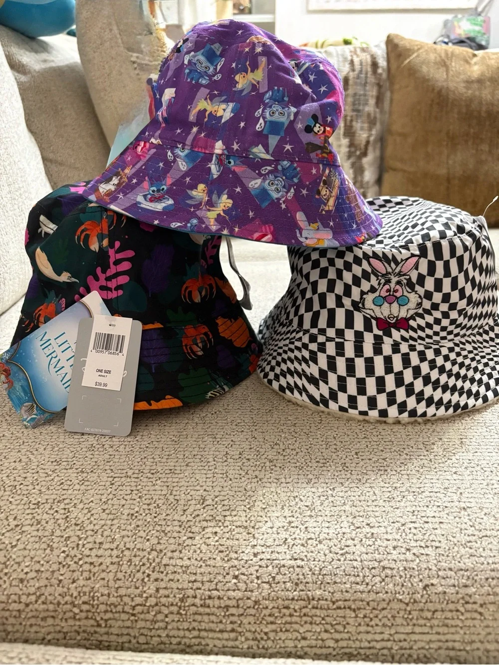 Disney 3-Pack reversible Patterned Bucket Hats Bundle, Super cute!
